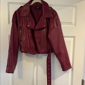 Vici Burgundy Leather Jacket with Silver Accents